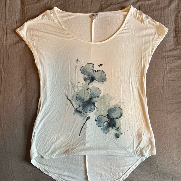 White and blue water colour printed shirt - Picture 1 of 1